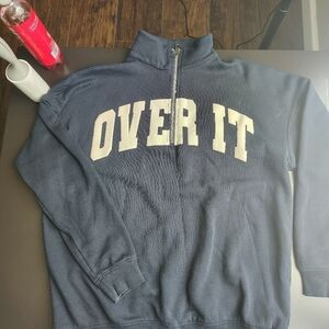 No Boundaries Navy Zip-Up Sweatshirt with Bold Print Size Small